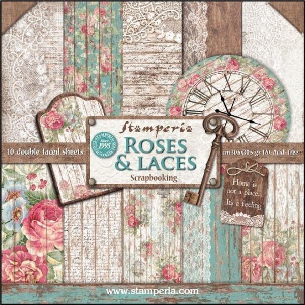 Roses Laces STAMPERIA scrapbook la esquinita del scrap tienda online de scrapbooking venta de colecciones papeles stickers die cuts chapas troqueles suajes sellos