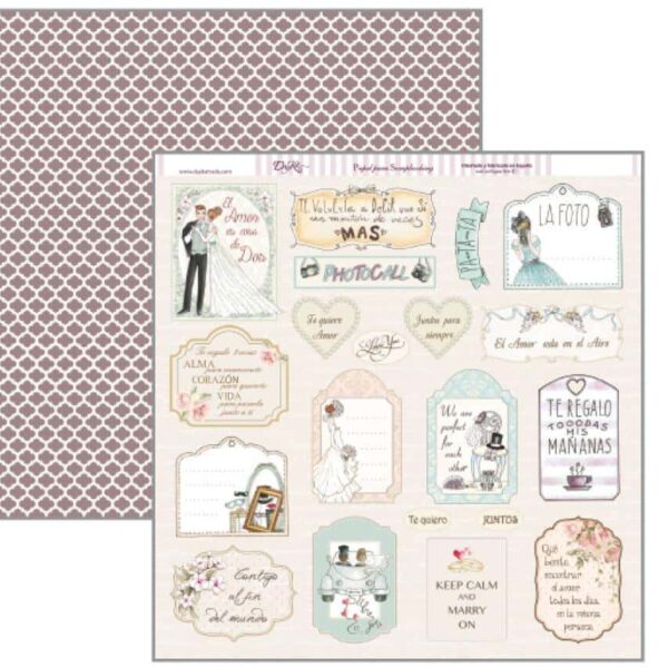 NUESTRA BODA Dayka la esquinita del scrap scrapbook coleccion papeles die cuts sellos stickers pads 3 min