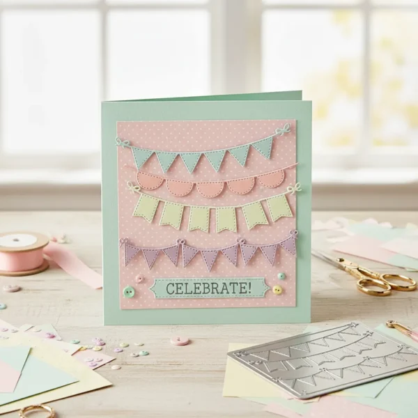 159030 troquel suaje set de banderines con pespunte ejemplo