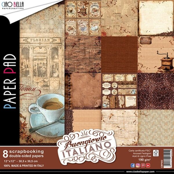 Buongiorno Italiano Ciao Bella colección papeles scrapbook bar café Italia La esquinita del scrap México 2