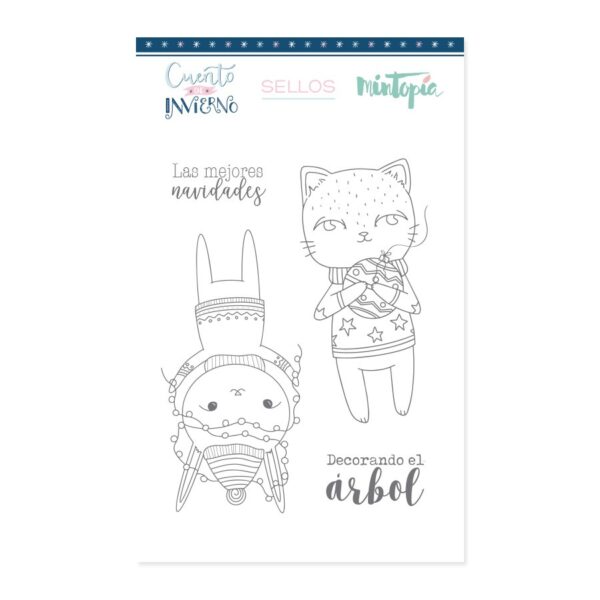 sello decorando el arbol CUENTO DE INVIERNO Mintopía colección navidad scrapbooking La esquinita del scrap México 1