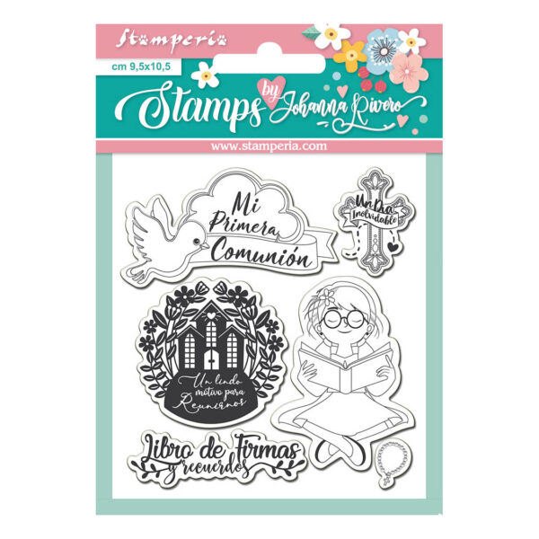 MI PRIMERA ILUSIÓN NIÑA sello Mi Primera Ilusión Johanna Rivero Stampería scrapbooking priemra comunión La esquinita del scrap México