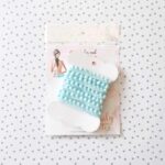 cintas de pompones lazos hilos scrapbooking La esquinita del scrap México embellishment azul celeste