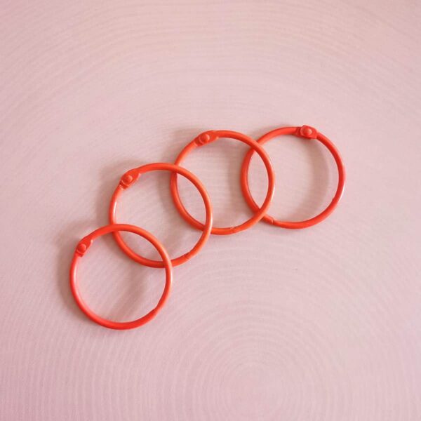 set 4 anillas 45mm color ROJO scrapbook SUZZY La esquinita del scrap México