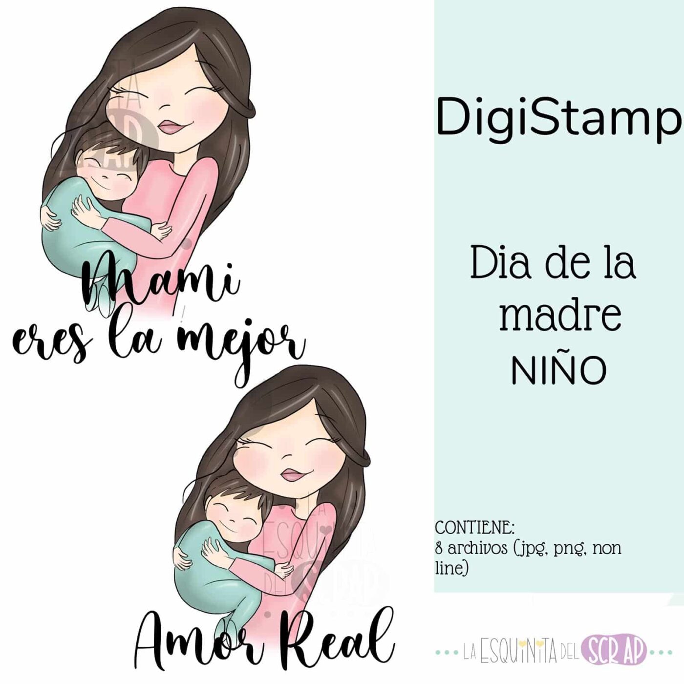 día de la madre niño portada sello digital digi stamp scrapbook La esquinita del scrap México 1