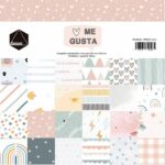 set 24 papeles estampados a una cara colección ME GUSTA scrapbook DUNAON La esquinita del scrap México 1