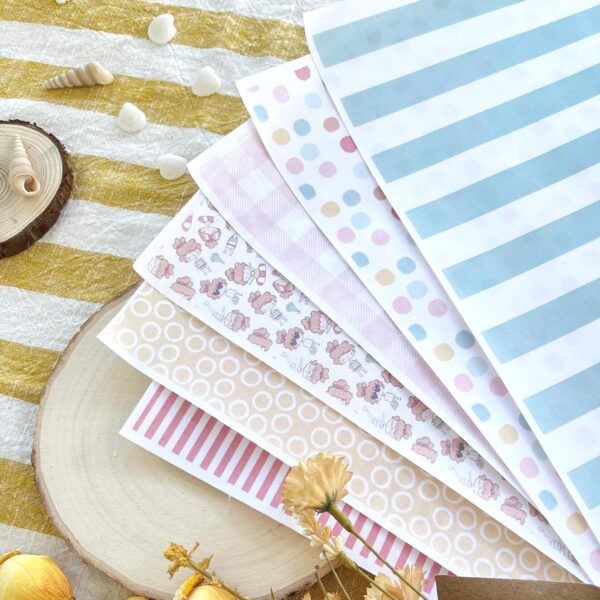 tela de encuadernar Ritiñas colección Playa o piscina Alúa Cid scrapbooking La esquinita del scrap México