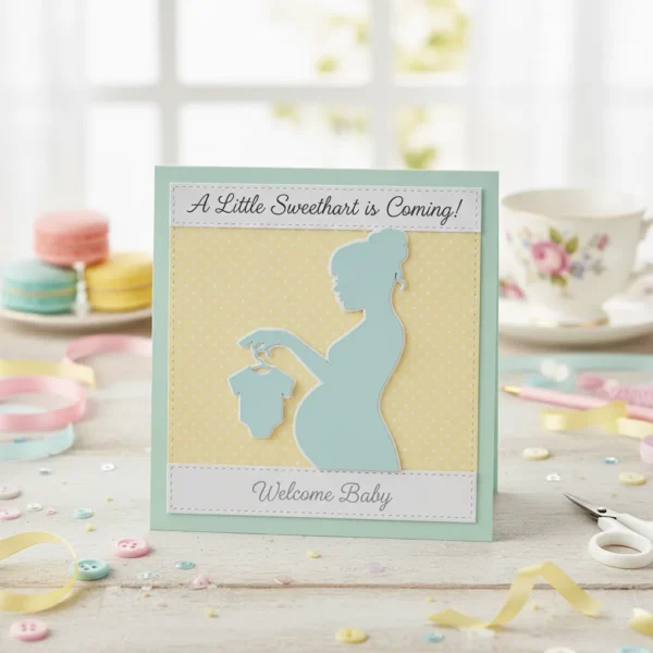 troquel suaje mujer embarazada con ropa de bebé ejemplo