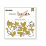 set de chipboards estrellas y corazones glitter colección POSTCARDS navidad Lora Bailora scrapbooking La esquinita del scrap México