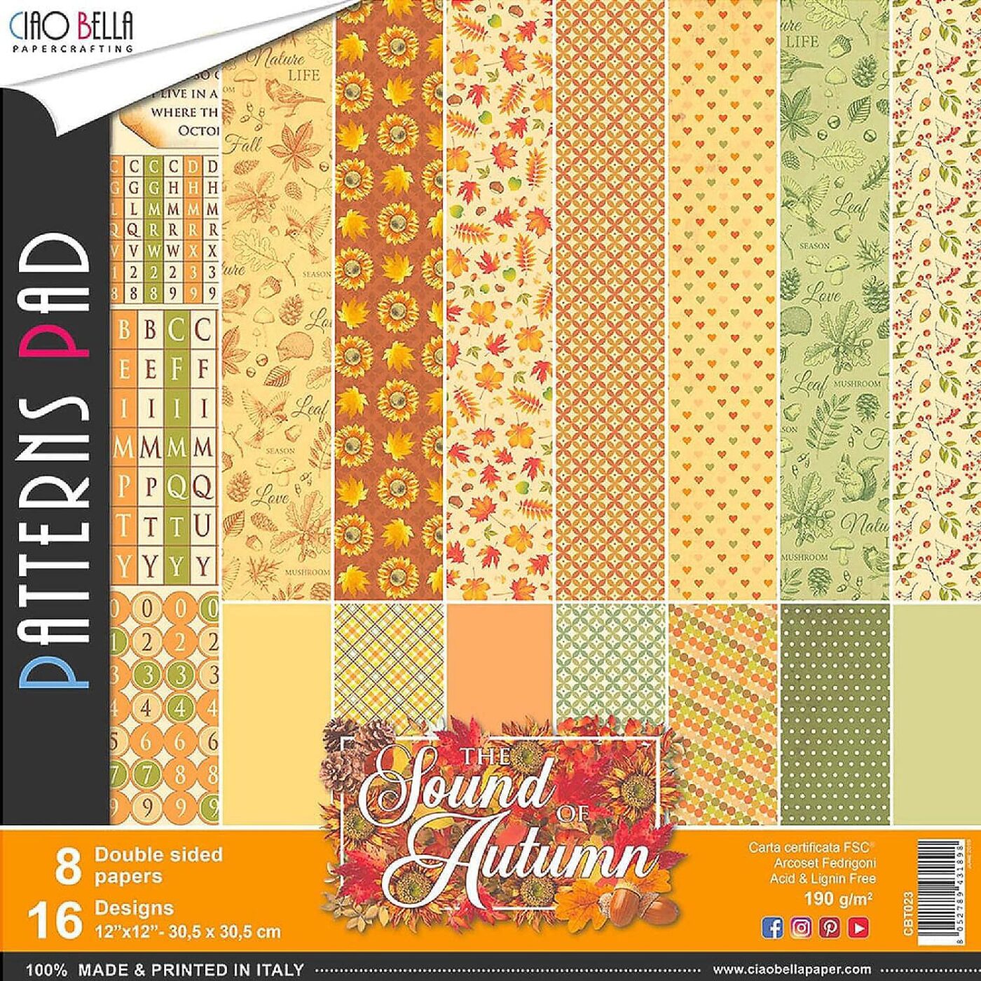 The sound of autumn patterns pad CIOA BELLA scrapbooking La esquinita del scrap México