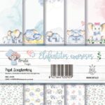 set de 6 papeles Elefantitos Amorosos AMELIE PRAGER scrapbooking La esquinita del scrap México