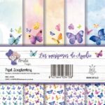 set de 6 papeles Las mariposas de Amelie AMELIE PRAGER scrapbooking La esquinita del scrap México