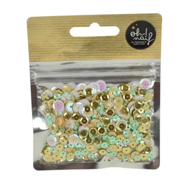 Lentejuelas Gold & Mint 10180007 OhNaif scrapbooking La esquinita del scrap México
