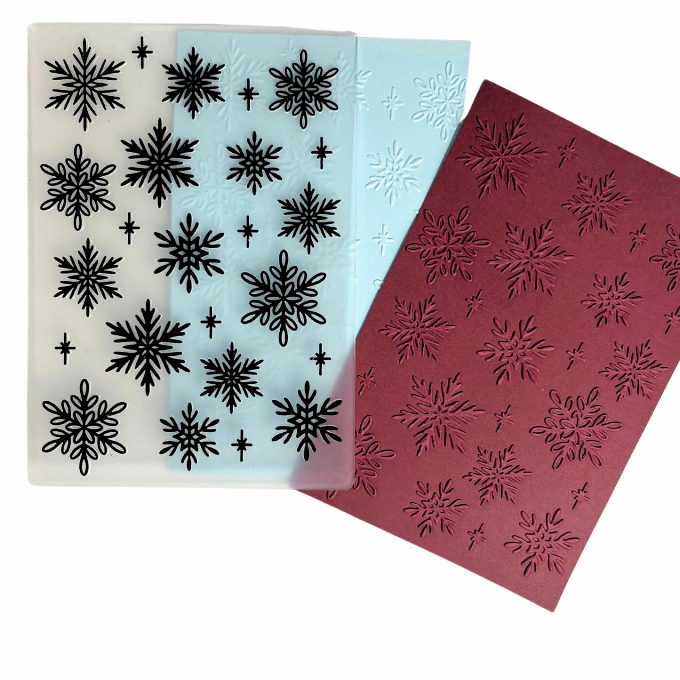 carpeta de embossing copos de nieve Suzzy scrapbooking La esquinita del scrap México 2