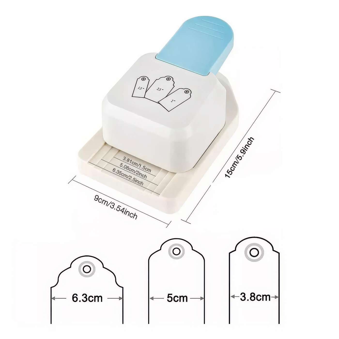 perforadora de etiquetas 3 en 1 esquinas redondeadas 2 LEDS