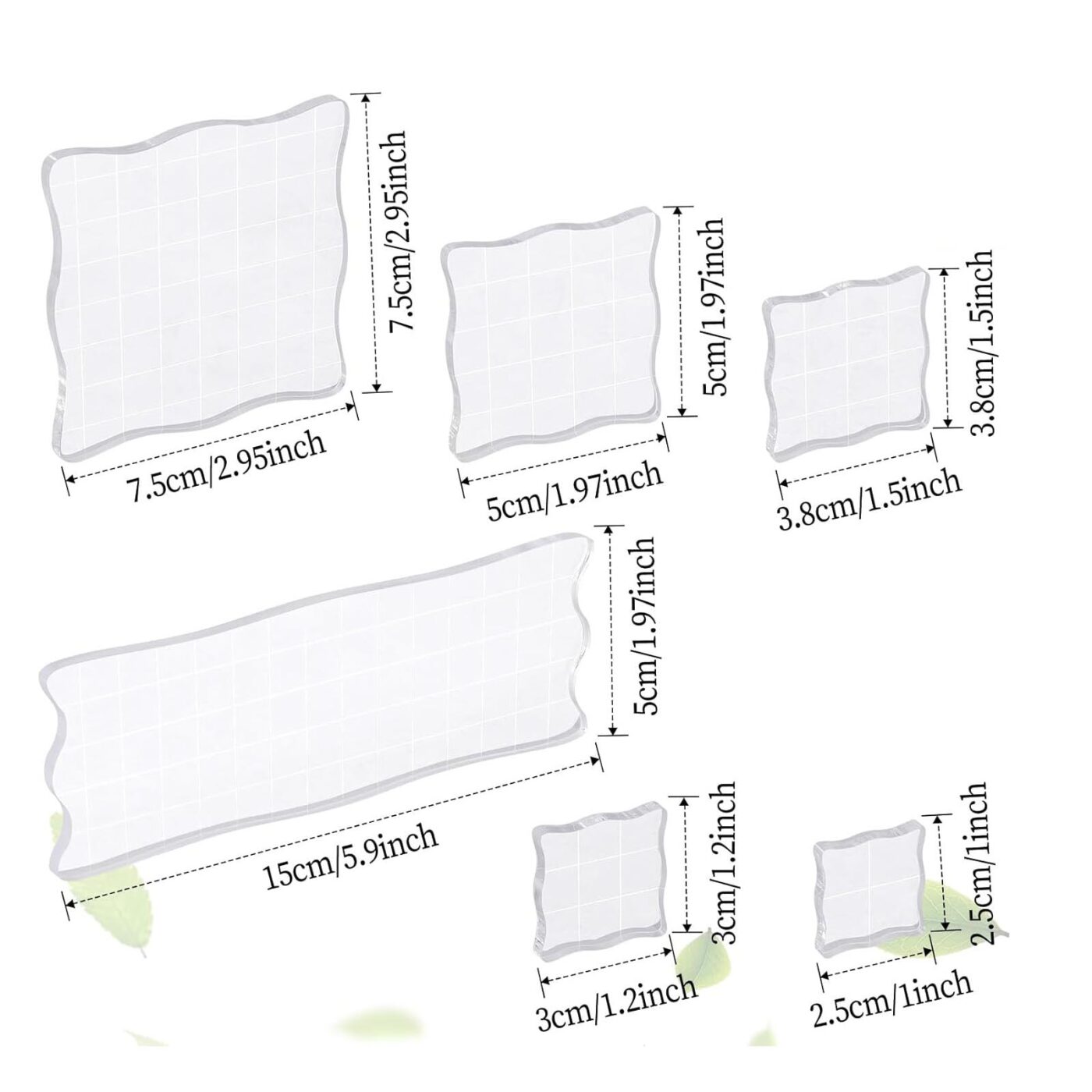 base de estampación de acrlícico stamp block set 6 unidades borde ondulado 2