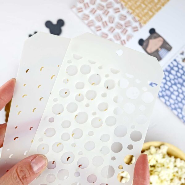 set de 2 stencil Fantasía Alúa Cid scrapbooking La esquinita del scrap México 4