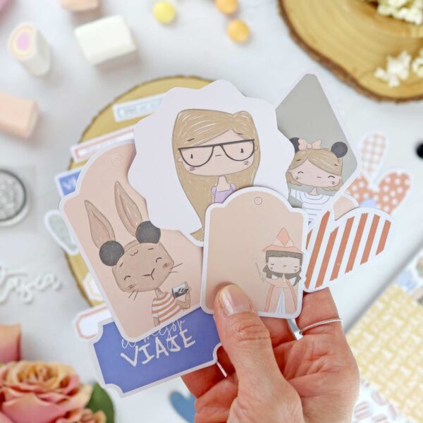 set de die cuts etiquetas Fantasía Alúa Cid scrapbooking La esquinita del scrap México 3
