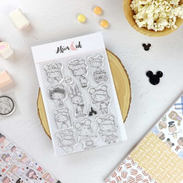 set de sellos Diademas Fantasía Alúa Cid scrapbooking La esquinita del scrap México 1