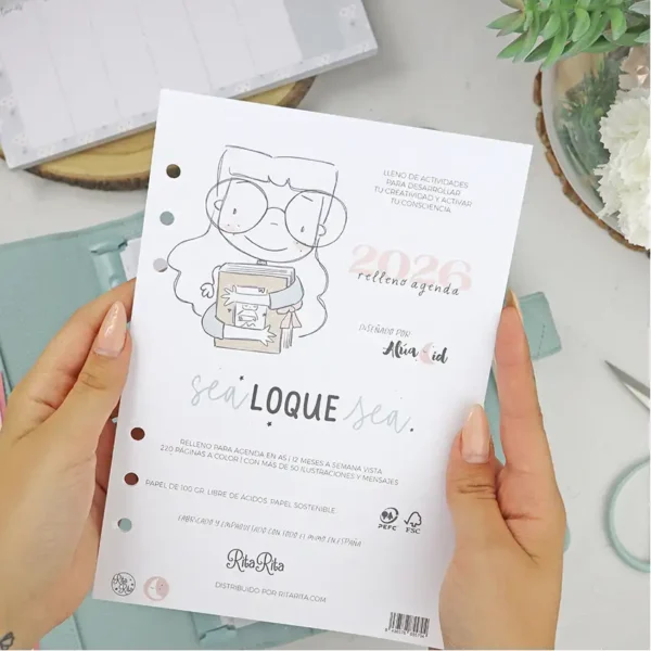relleno para agenda planner A5 2026 hielo Alúa Cid La esquinita del scrap México 1
