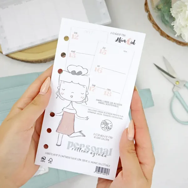 relleno para agenda planner PERSONAL 2026 hielo Alúa Cid La esquinita del scrap México 1