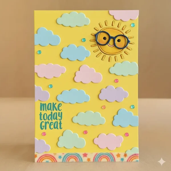 Troquel nubes anidadas, nube mayor 42x30 mm, perfecto para escenas de cielo y proyectos de bebé