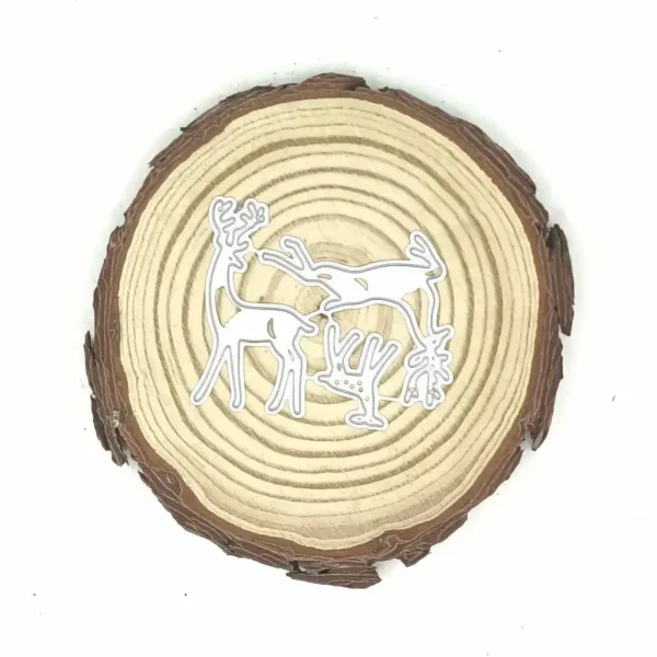 Troquel set de ciervos (3 siluetas) para scrapbooking y tarjetería; suaje compatible con Big Shot; ideal para escenas invernales y navideñas