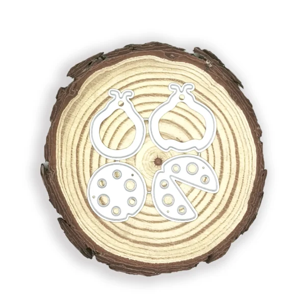 Troquel catarina (mariquita) para scrapbooking y tarjetería; suaje compatible con Big Shot; set de piezas para armar cuerpo y alas en capas