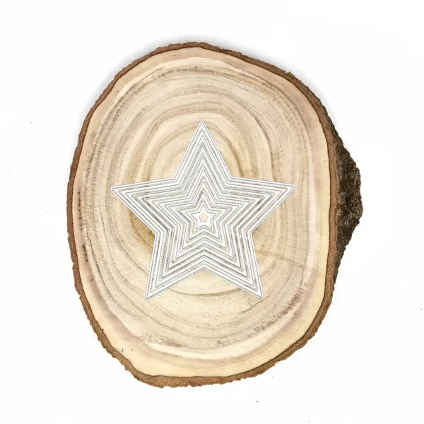 Troquel nido de estrellas con punteado 120 × 115 mm para scrapbooking y tarjetería; suaje compatible con Big Shot; ideal para marcos y shakers