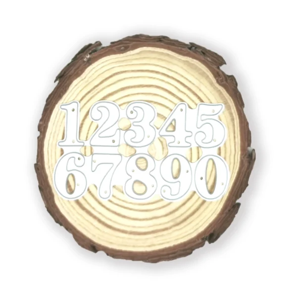 Troquel placa de números 0–9; dígito 8 de 15 × 30 mm; placa completa (no se separan) para scrapbooking y tarjetería; suaje compatible con Big Shot