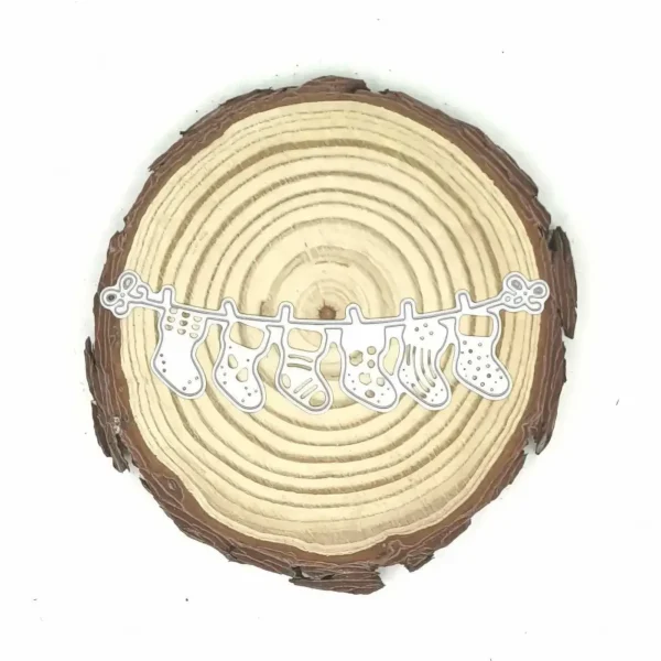 Troquel tira de calcetines navideños 10 × 30 mm para scrapbooking y tarjetería; suaje compatible con Big Shot; guirnalda/borde horizontal