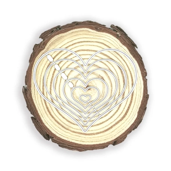 Troquel nido de corazones anchos, corazón grande 90 × 70 mm; suajes para scrapbooking y tarjetería; ideal para marcos, ventanas y shakers