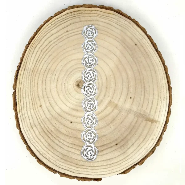 Troquel cenefa rosas XL 32 × 210 mm; suaje borde calado para tarjetería y scrapbooking; compatible con Big Shot