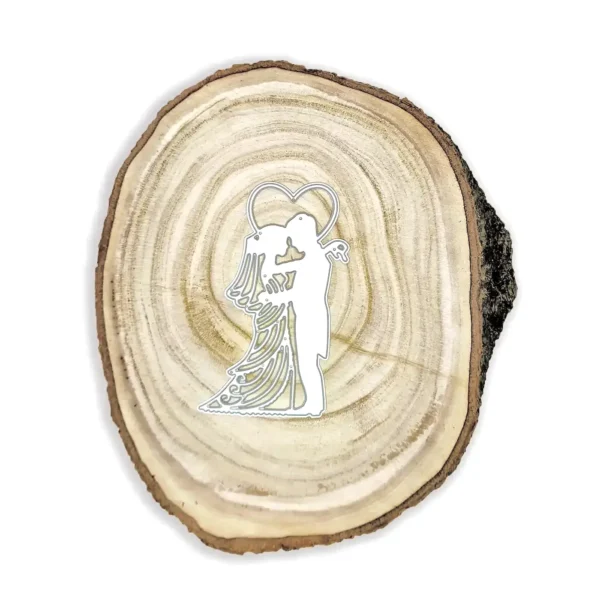 Troquel pareja en abrazo con corazón; tamaño 55 × 105 mm; suaje para invitaciones de boda y scrapbooking; compatible con Big Shot