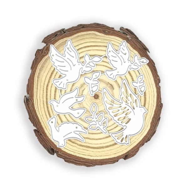 Troquel set de palomas con rama de olivo; paloma grande 35 × 50 mm; suajes para comunión, bautizo y Navidad; compatible con Big Shot
