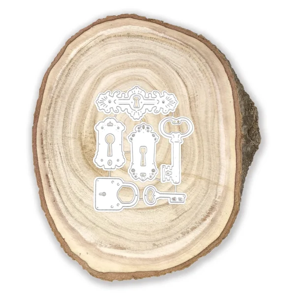 Troquel suaje de cerraduras, llaves y candado estilo vintage 70x28 mm para scrapbooking