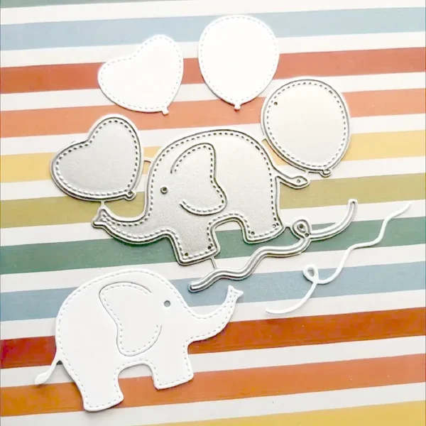 079390 troquel suaje elefante con pespunte y corazones ejemplo