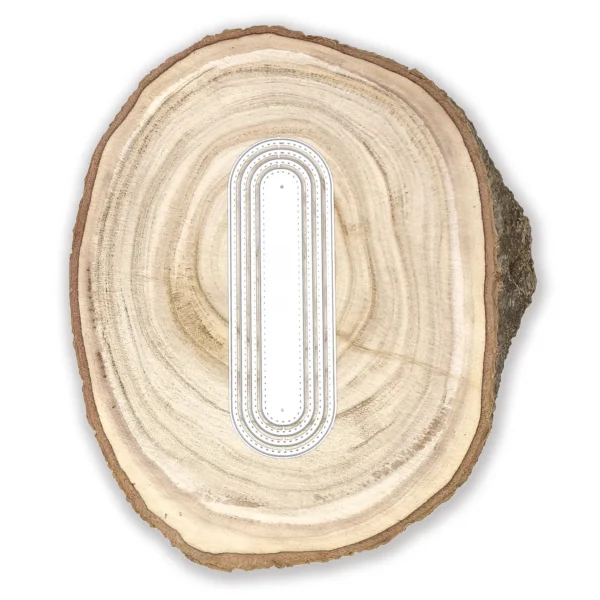 Troquel suaje nido de formas ovaladas con pespunte 44x127 mm para capas, marcos y marcapáginas creativos