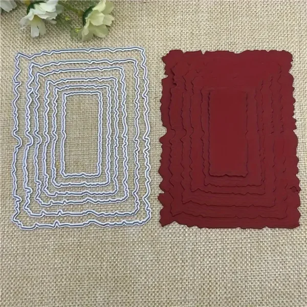 Troquel suaje nido de marcos rectangulares irregulares 90x117 mm para capas, fondos y tarjetas creativas