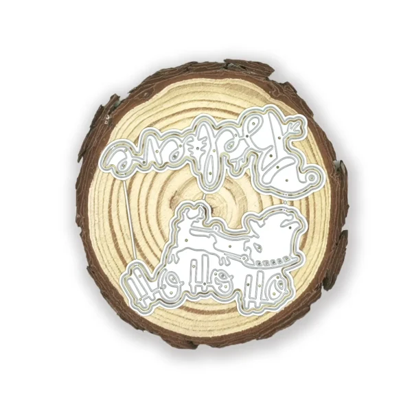 Troquel suaje trineo de Santa y frases navideñas 85x35 mm para proyectos de Navidad