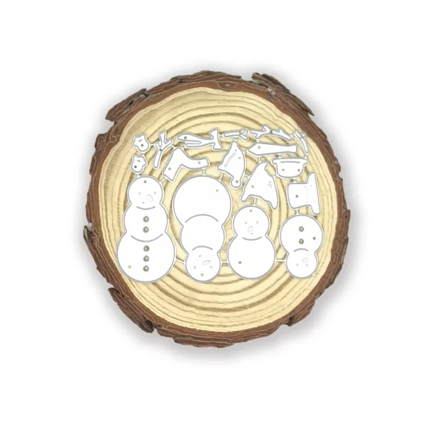 Troquel suaje set de muñecos de nieve y accesorios 22x42 mm para proyectos navideños e invernales