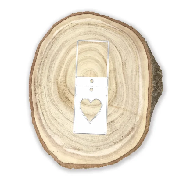 Troquel suaje solapa para bolsas con corazón 47x130 mm para empaques personalizados y detalles románticos
