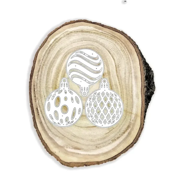 Troquel set de esferas navideñas, cada una 57 × 70 mm; suajes para árbol, tarjetas y guirnaldas; compatible con Big Shot