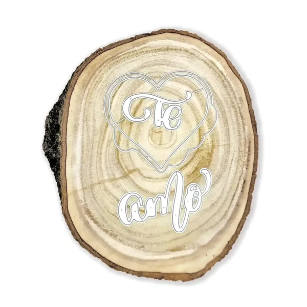 Troquel corazón “Te amo”; corazón calado con palabra “te” y “amo” independiente; suaje para scrapbooking y tarjetería; compatible con Big Shot