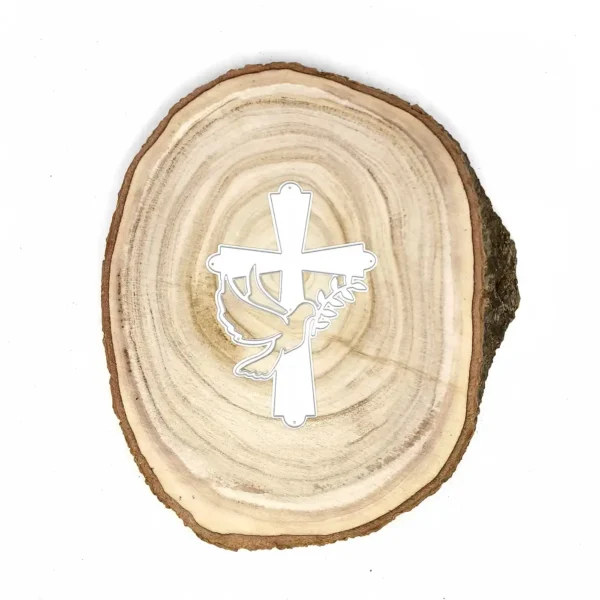 Troquel cruz con paloma, 110 × 78 mm; suaje para bautizo, comunión y bodas; compatible con Big Shot