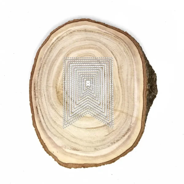 Troquel nido de banderines con pespunte; banderín grande 75 × 105 mm; suajes estilo cola de golondrina para scrapbooking y tarjetería; compatible con Big Shot