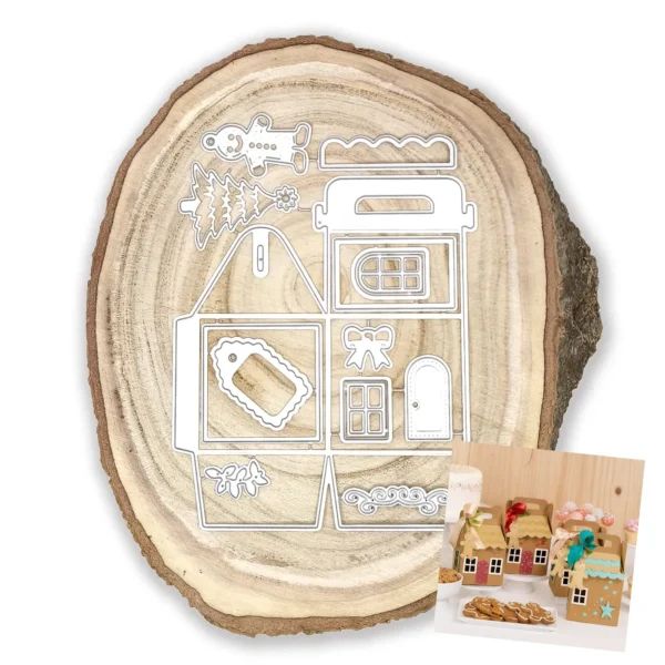 129 troque suaje caja 3D lonchera con forma de casa copia