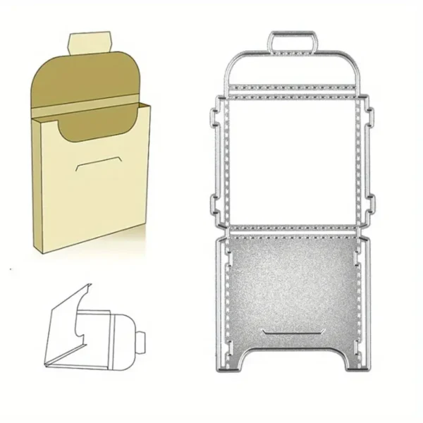 Troquel suaje caja 3D con forma de sobre, medida armada 57x57x4 mm