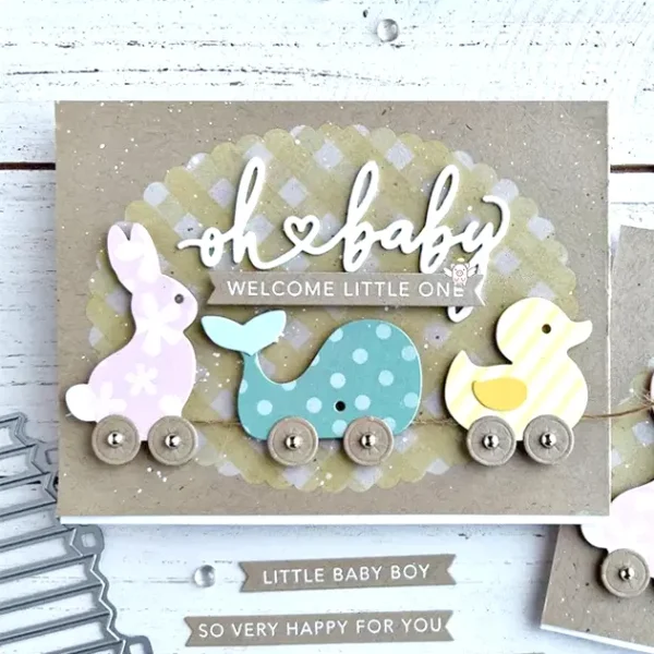 Troquel suaje set de animales con ruedas tipo juguete, elefante de 55x35 mm, ideal para scrapbooking infantil