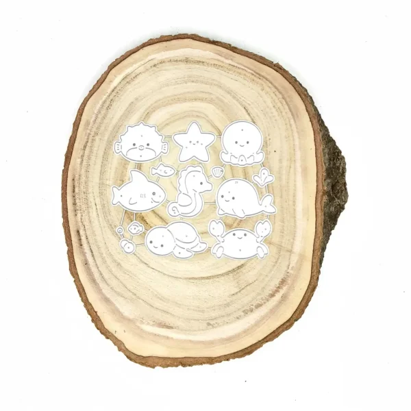 Troquel set de animales del mar, ballena 40 × 25 mm; suajes para scrapbooking y tarjetería; crea escenas submarinas, compatible con Big Shot